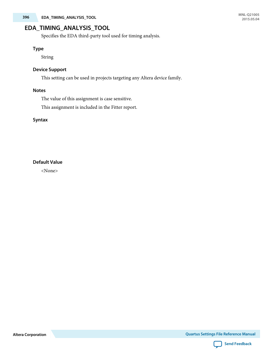 Eda_timing_analysis_tool | Altera Quartus II Settings File User Manual | Page 396 / 1344