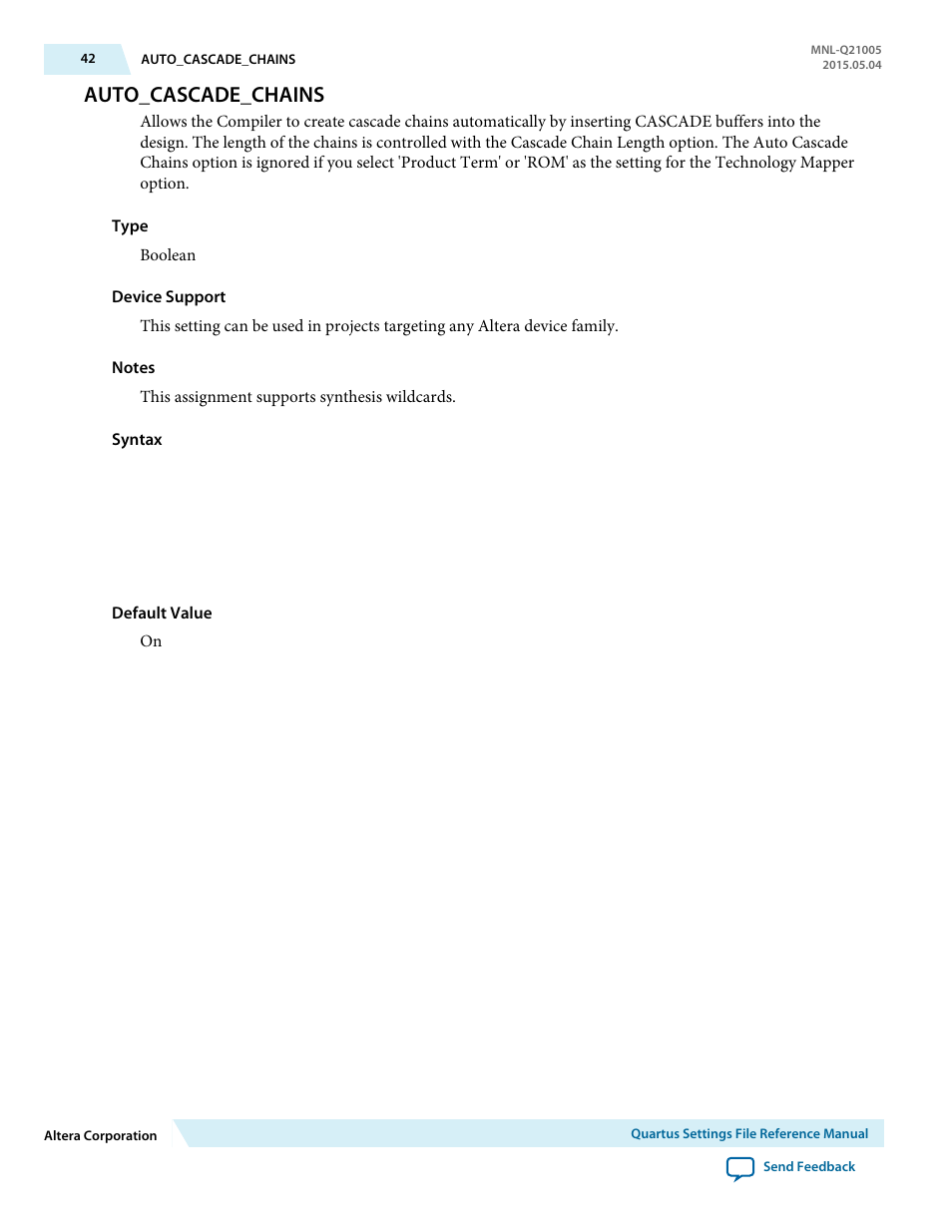 Auto_cascade_chains | Altera Quartus II Settings File User Manual | Page 42 / 1344