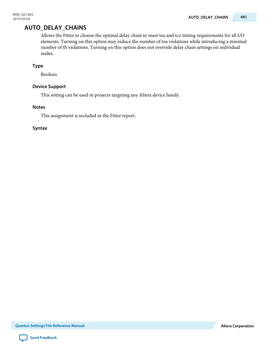 Auto_delay_chains | Altera Quartus II Settings File User Manual | Page 441 / 1344
