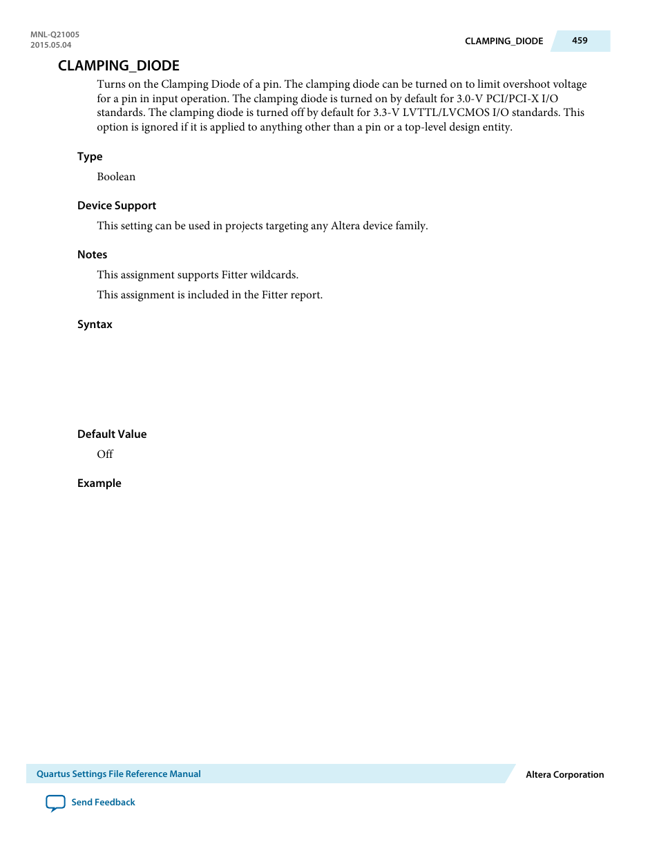 Clamping_diode | Altera Quartus II Settings File User Manual | Page 459 / 1344