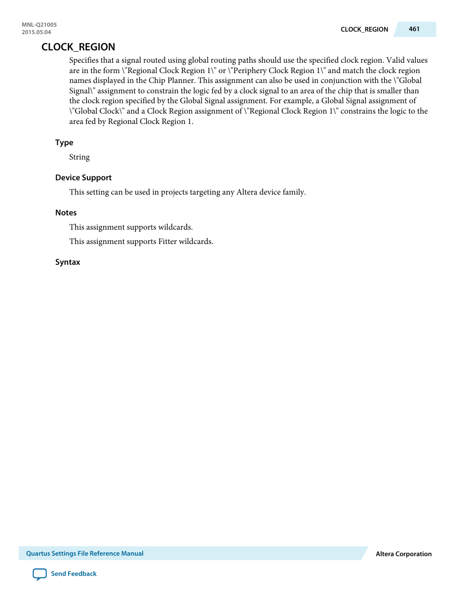 Clock_region | Altera Quartus II Settings File User Manual | Page 461 / 1344