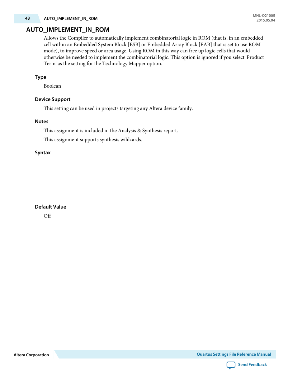 Auto_implement_in_rom | Altera Quartus II Settings File User Manual | Page 48 / 1344
