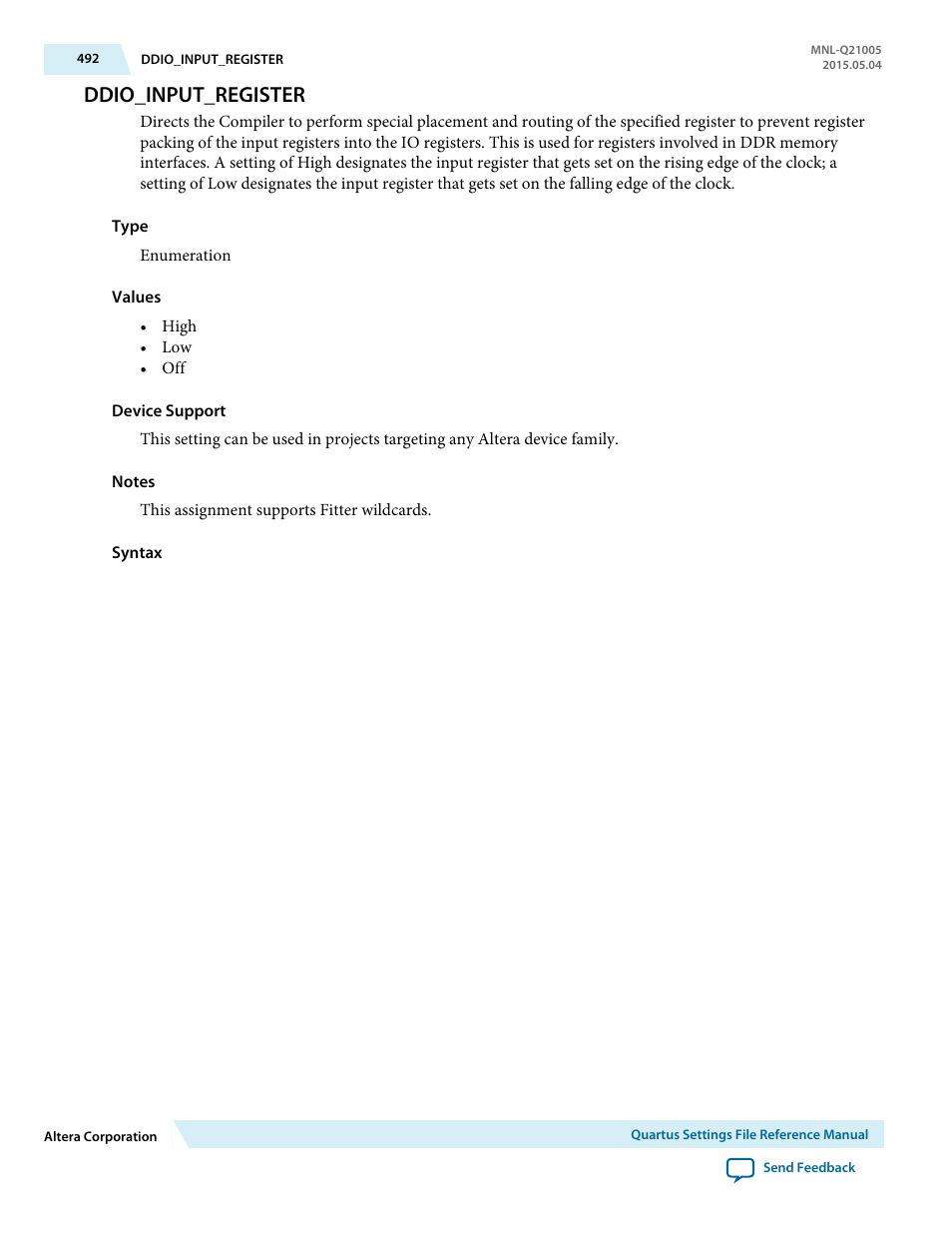 Ddio_input_register | Altera Quartus II Settings File User Manual | Page 492 / 1344