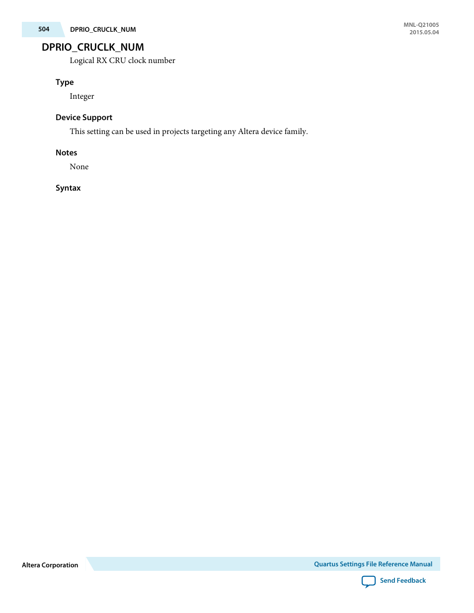 Dprio_cruclk_num | Altera Quartus II Settings File User Manual | Page 504 / 1344