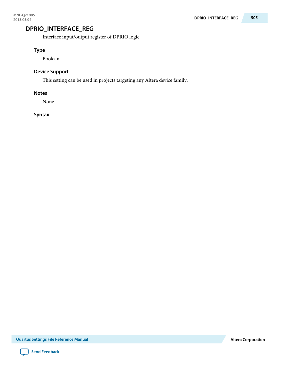 Dprio_interface_reg | Altera Quartus II Settings File User Manual | Page 505 / 1344