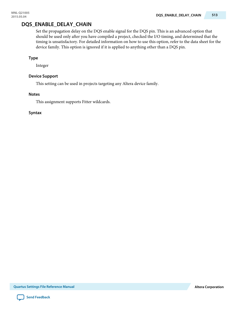 Dqs_enable_delay_chain | Altera Quartus II Settings File User Manual | Page 513 / 1344