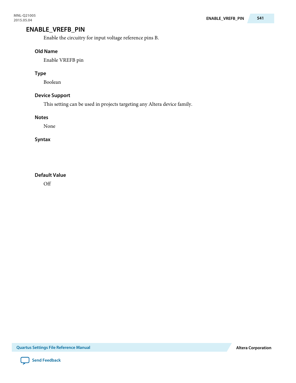 Enable_vrefb_pin | Altera Quartus II Settings File User Manual | Page 541 / 1344