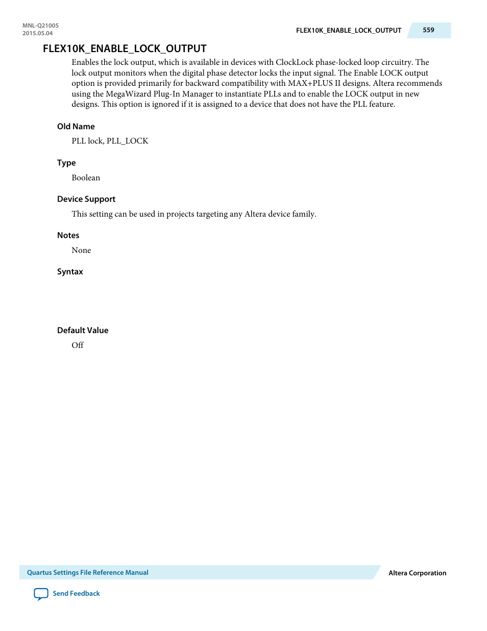 Flex10k_enable_lock_output | Altera Quartus II Settings File User Manual | Page 559 / 1344