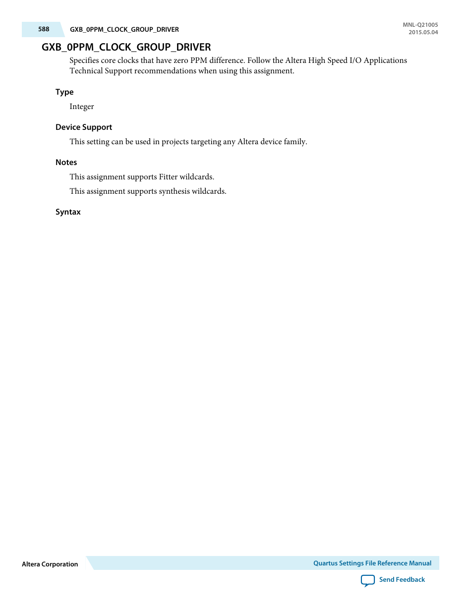 Gxb_0ppm_clock_group_driver | Altera Quartus II Settings File User Manual | Page 588 / 1344