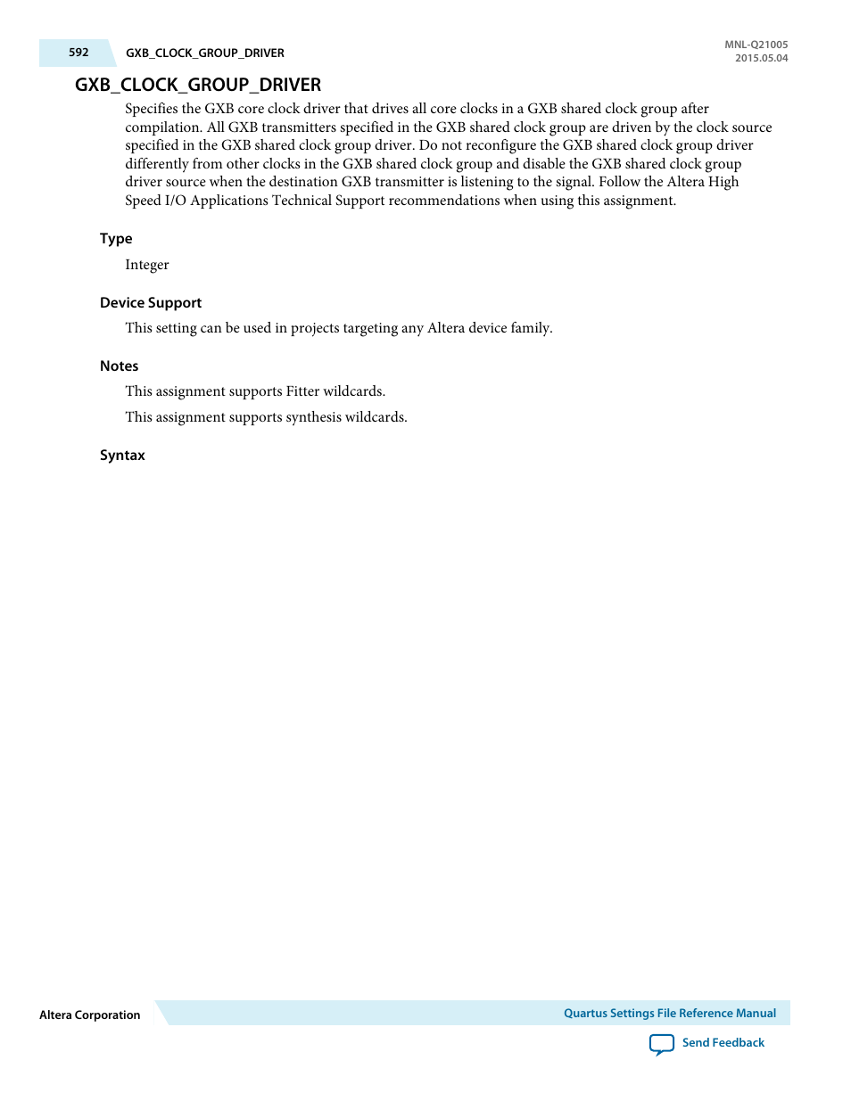 Gxb_clock_group_driver | Altera Quartus II Settings File User Manual | Page 592 / 1344