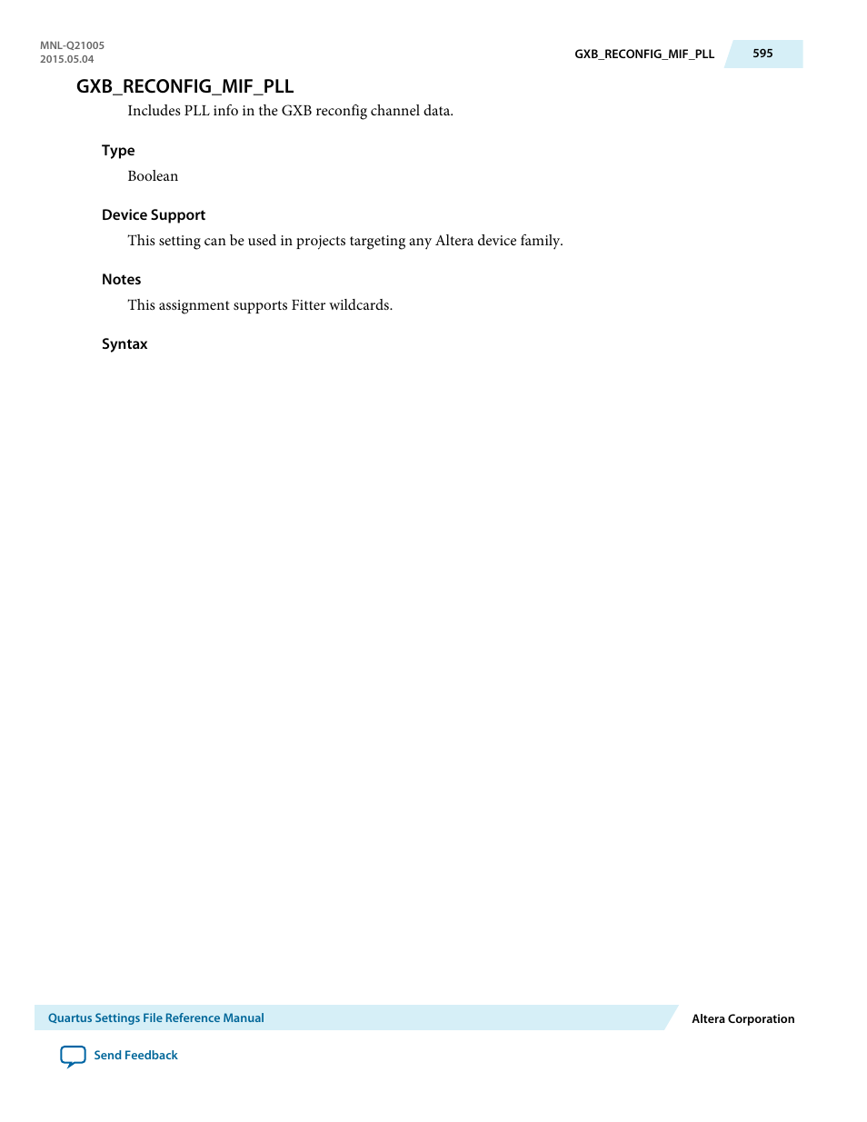 Gxb_reconfig_mif_pll | Altera Quartus II Settings File User Manual | Page 595 / 1344