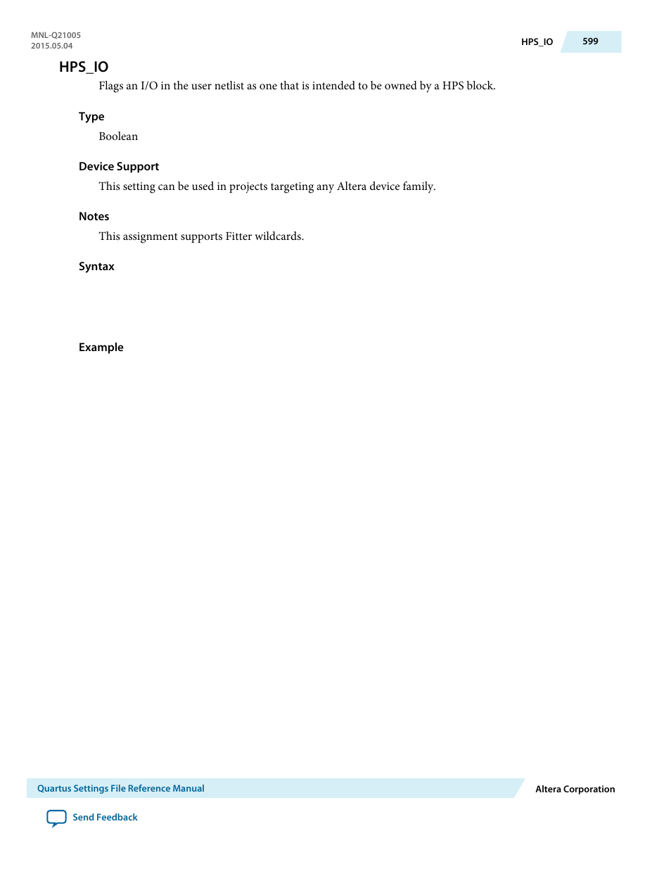 Hps_io | Altera Quartus II Settings File User Manual | Page 599 / 1344