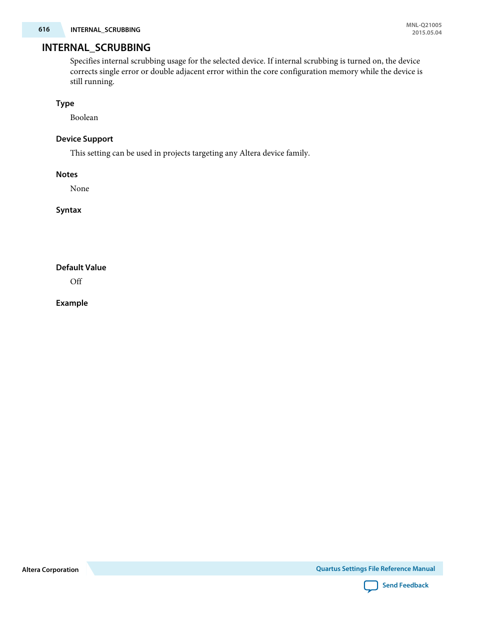 Internal_scrubbing | Altera Quartus II Settings File User Manual | Page 616 / 1344