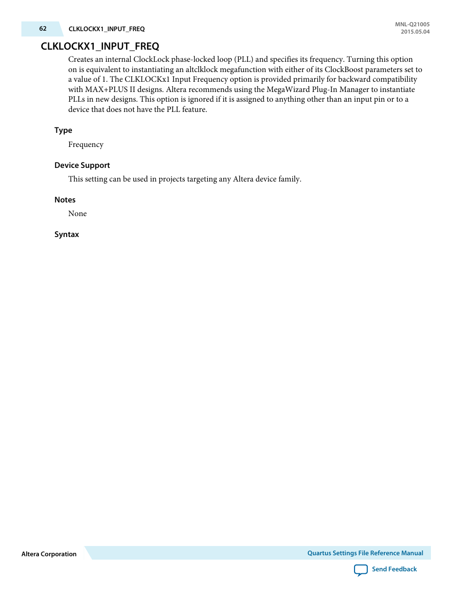 Clklockx1_input_freq | Altera Quartus II Settings File User Manual | Page 62 / 1344