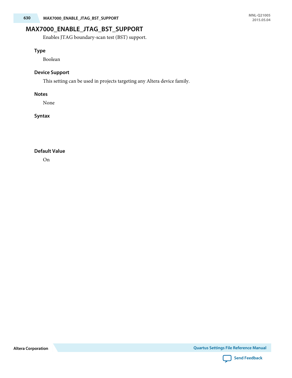Max7000_enable_jtag_bst_support | Altera Quartus II Settings File User Manual | Page 630 / 1344