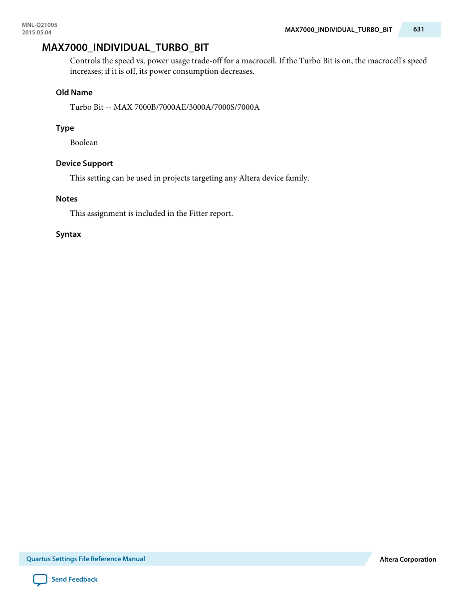Max7000_individual_turbo_bit | Altera Quartus II Settings File User Manual | Page 631 / 1344