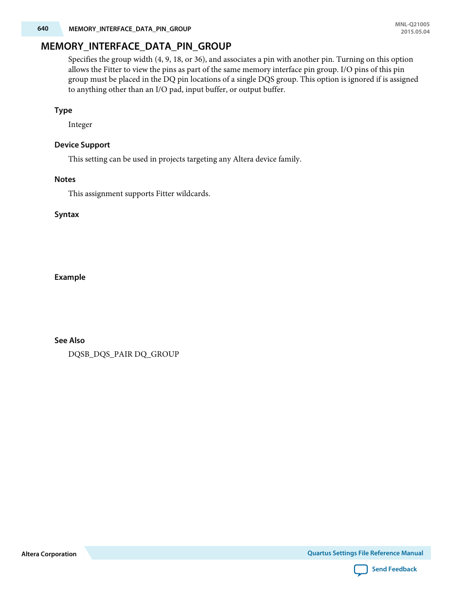 Memory_interface_data_pin_group | Altera Quartus II Settings File User Manual | Page 640 / 1344