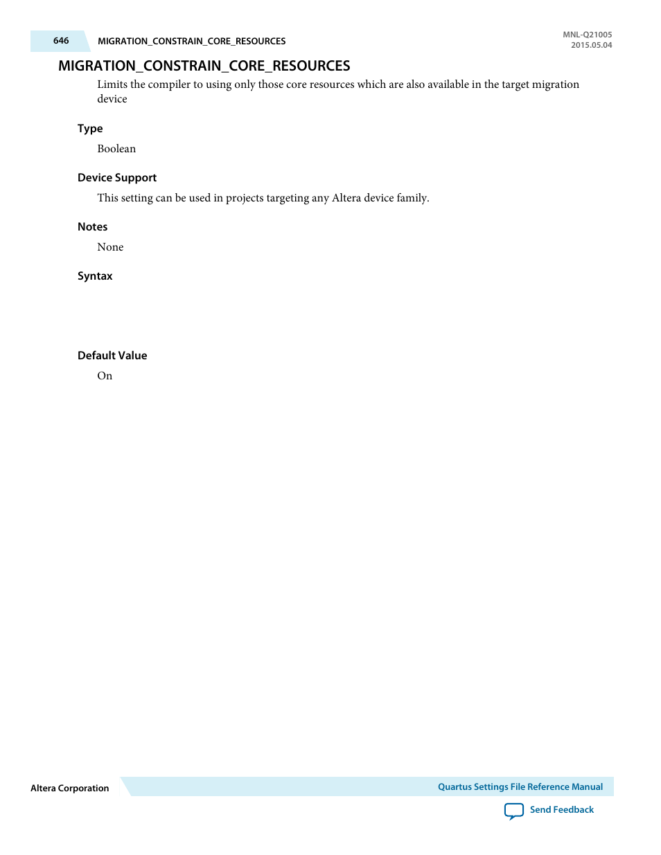 Migration_constrain_core_resources | Altera Quartus II Settings File User Manual | Page 646 / 1344