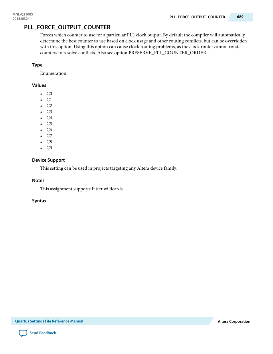 Pll_force_output_counter | Altera Quartus II Settings File User Manual | Page 689 / 1344
