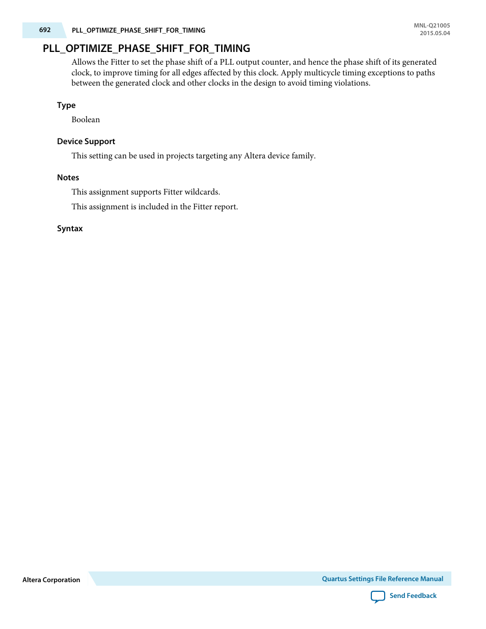 Pll_optimize_phase_shift_for_timing | Altera Quartus II Settings File User Manual | Page 692 / 1344