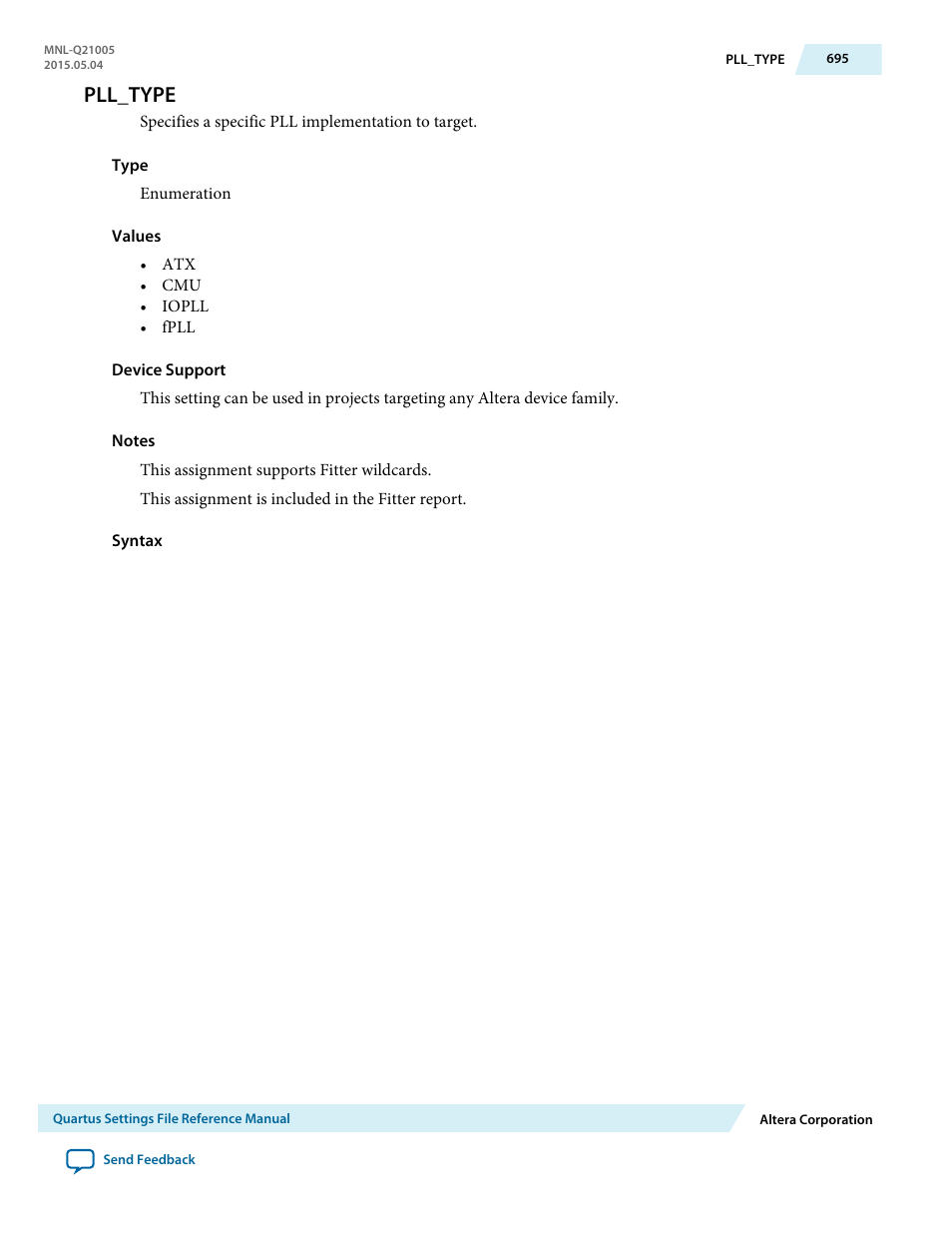 Pll_type | Altera Quartus II Settings File User Manual | Page 695 / 1344
