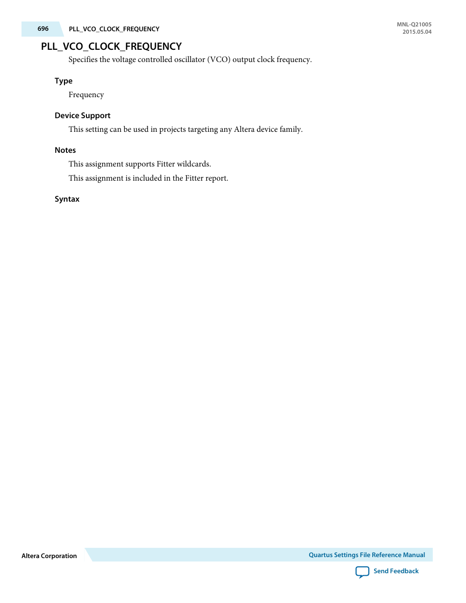 Pll_vco_clock_frequency | Altera Quartus II Settings File User Manual | Page 696 / 1344