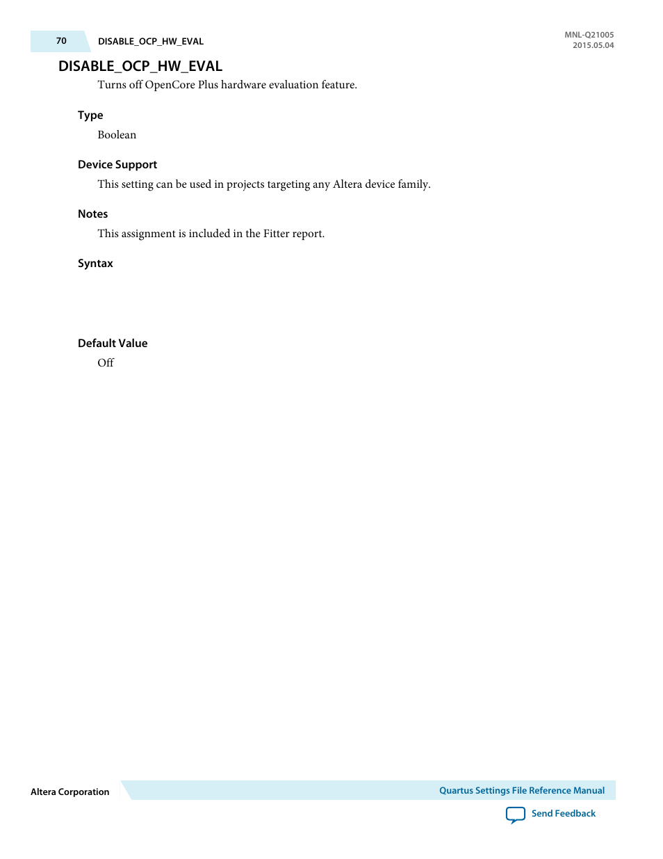 Disable_ocp_hw_eval | Altera Quartus II Settings File User Manual | Page 70 / 1344