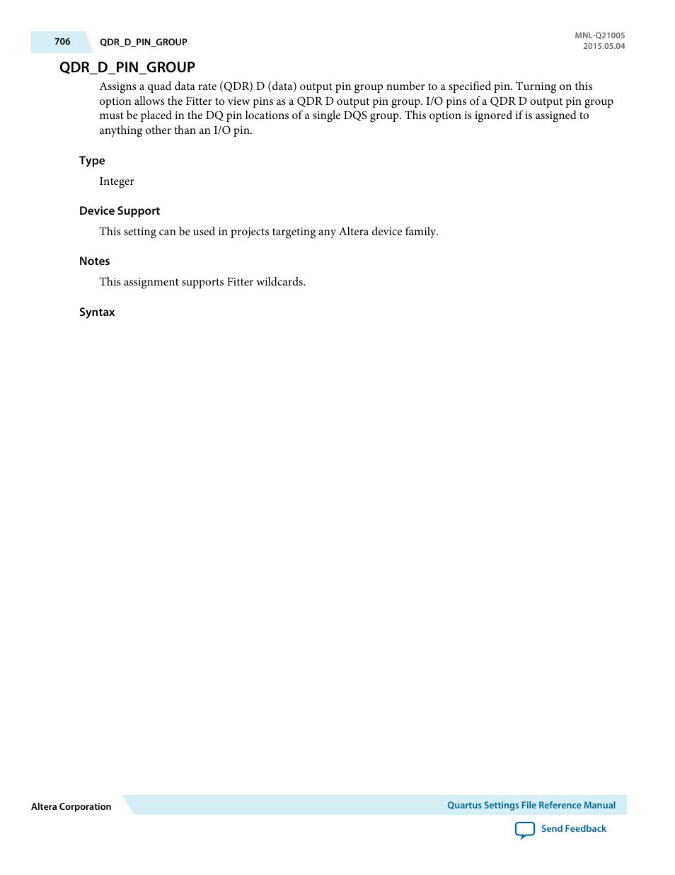 Qdr_d_pin_group | Altera Quartus II Settings File User Manual | Page 706 / 1344