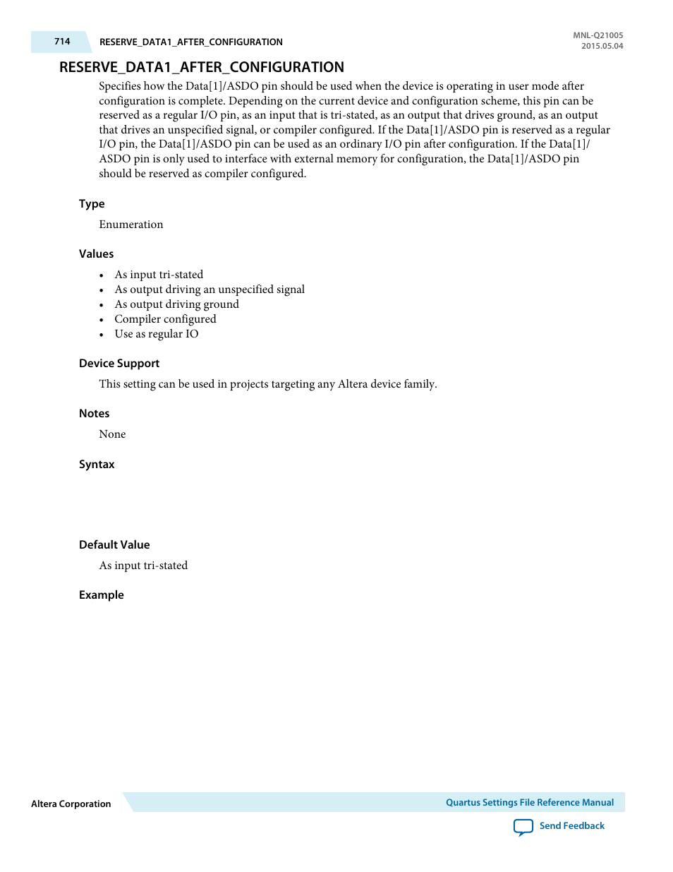 Reserve_data1_after_configuration | Altera Quartus II Settings File User Manual | Page 714 / 1344