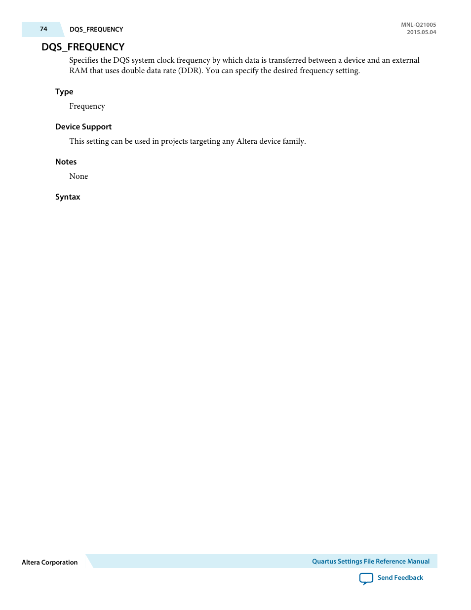 Dqs_frequency | Altera Quartus II Settings File User Manual | Page 74 / 1344