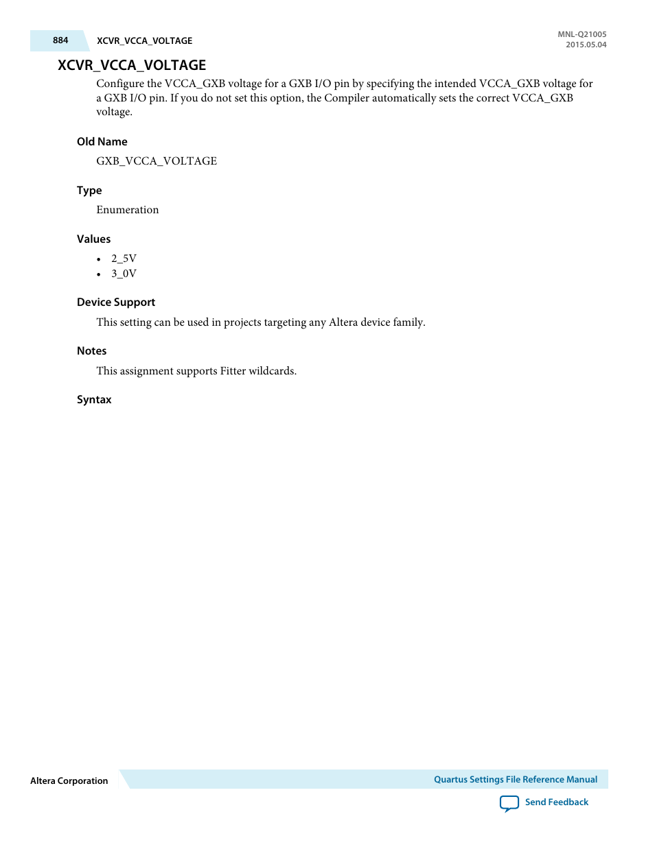 Xcvr_vcca_voltage | Altera Quartus II Settings File User Manual | Page 884 / 1344