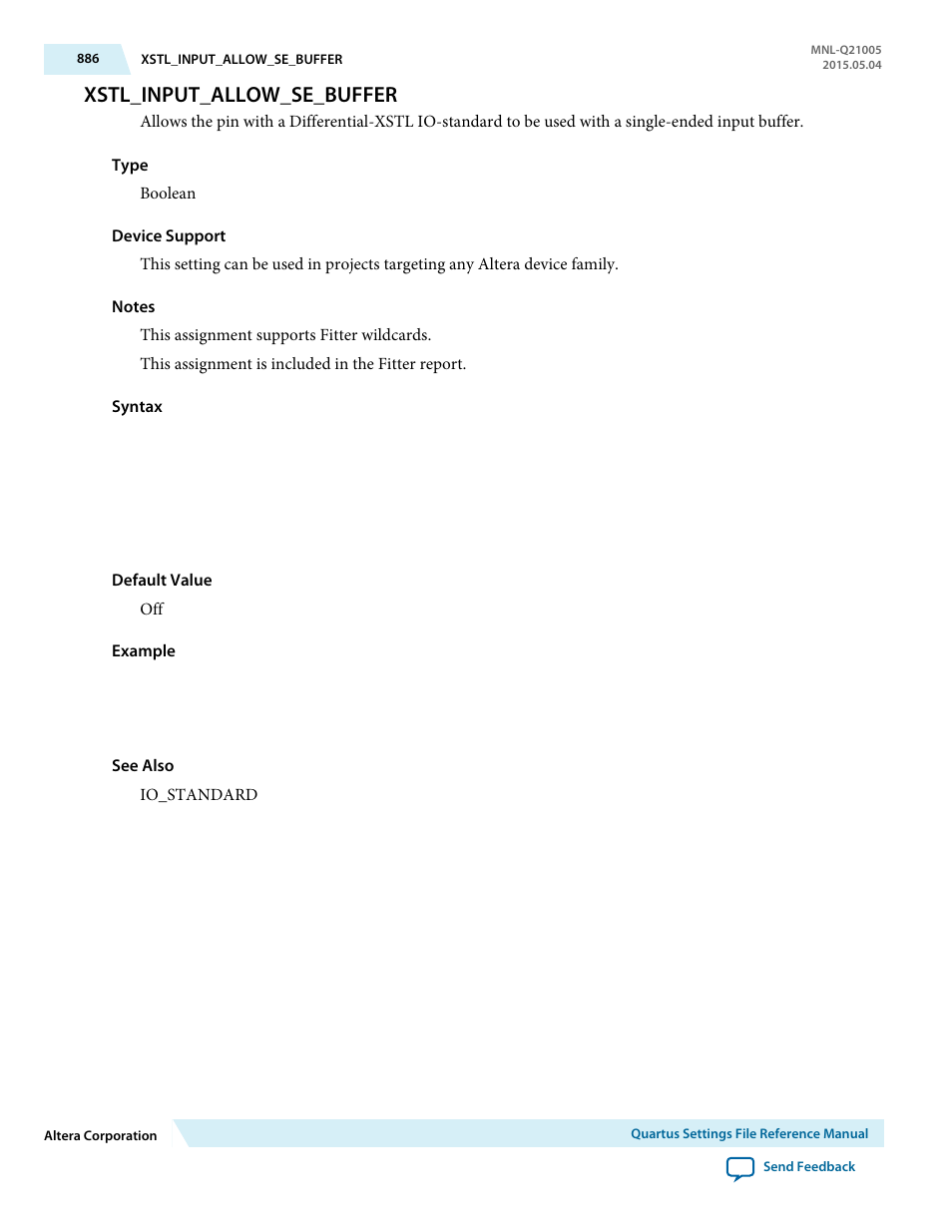 Xstl_input_allow_se_buffer | Altera Quartus II Settings File User Manual | Page 886 / 1344