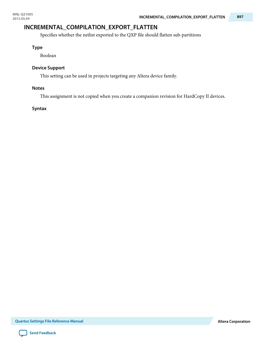 Incremental_compilation_export_flatten | Altera Quartus II Settings File User Manual | Page 897 / 1344