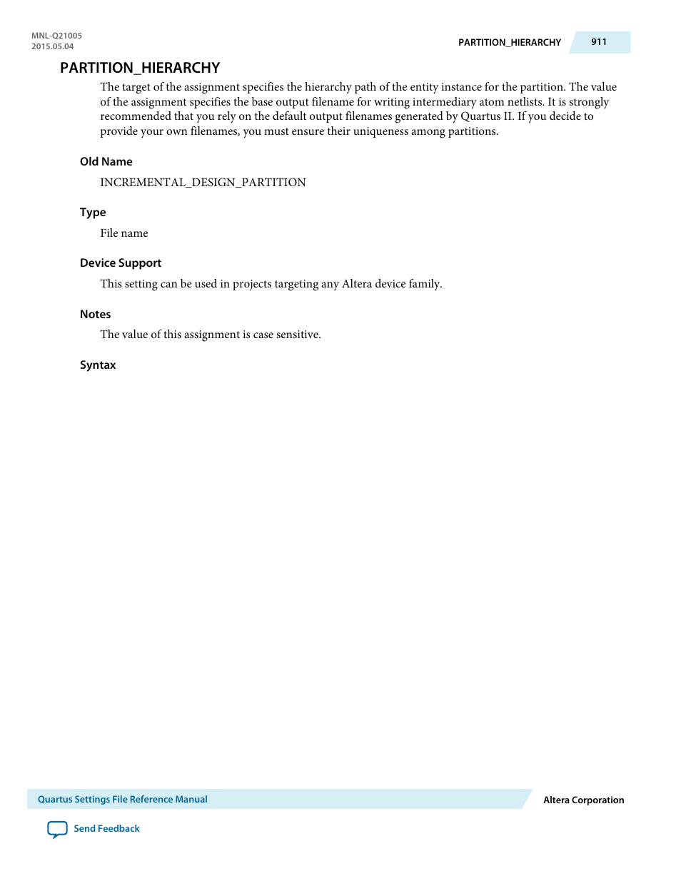Partition_hierarchy | Altera Quartus II Settings File User Manual | Page 911 / 1344