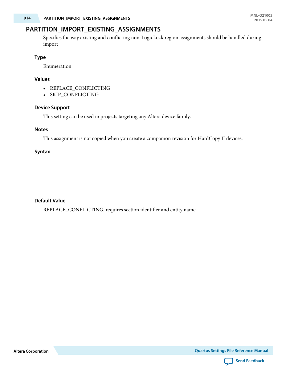 Partition_import_existing_assignments | Altera Quartus II Settings File User Manual | Page 914 / 1344