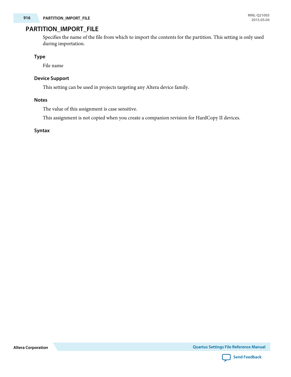 Partition_import_file | Altera Quartus II Settings File User Manual | Page 916 / 1344