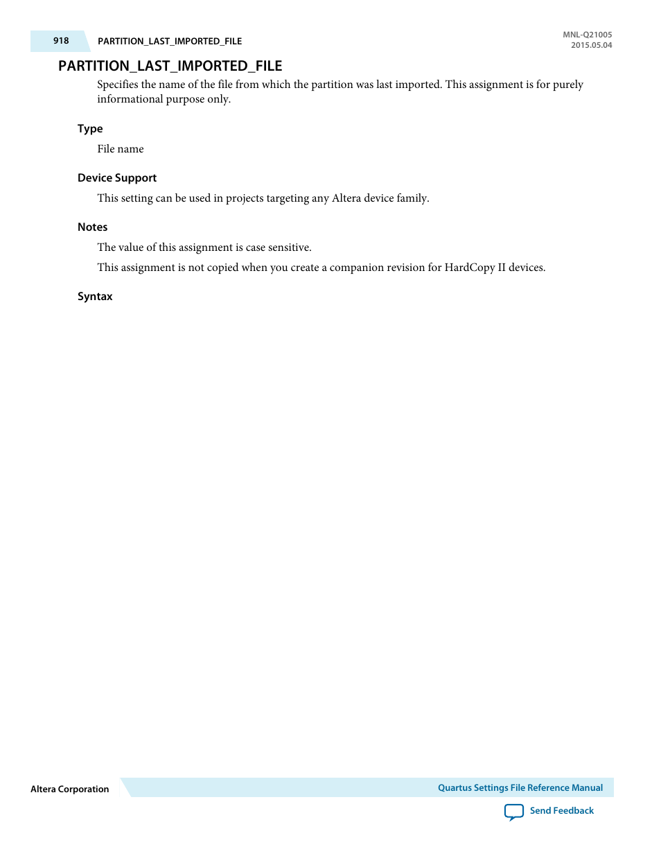 Partition_last_imported_file | Altera Quartus II Settings File User Manual | Page 918 / 1344