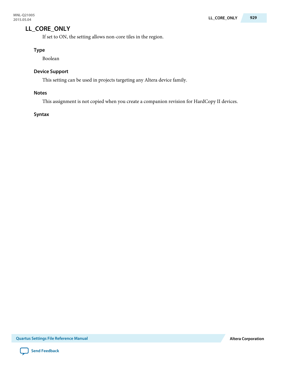 Ll_core_only | Altera Quartus II Settings File User Manual | Page 929 / 1344