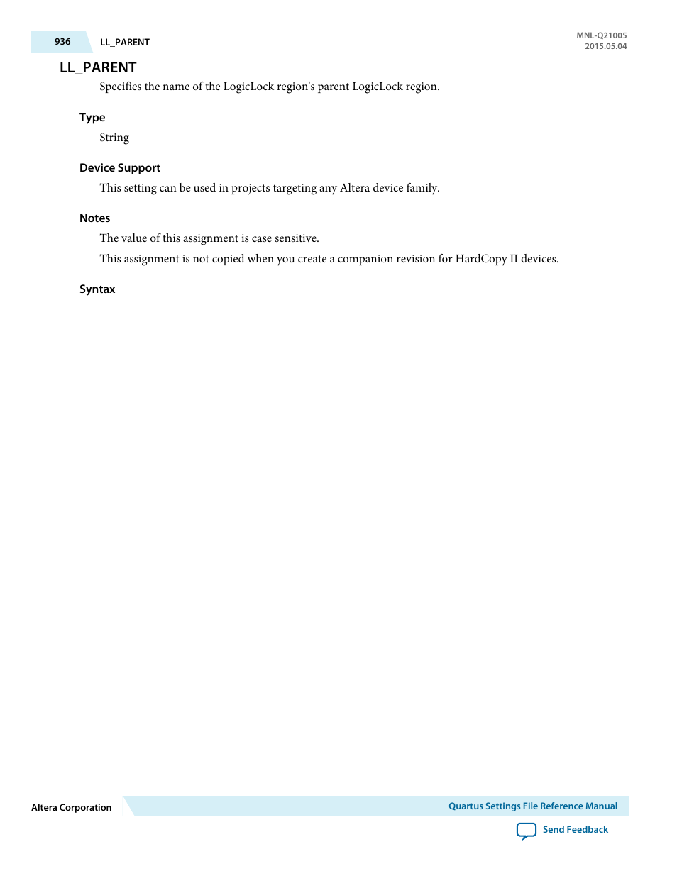 Ll_parent | Altera Quartus II Settings File User Manual | Page 936 / 1344