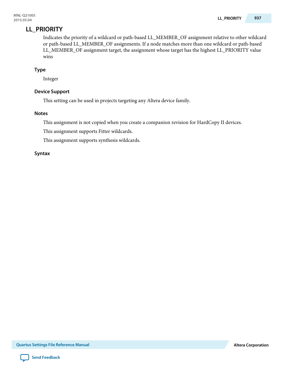 Ll_priority | Altera Quartus II Settings File User Manual | Page 937 / 1344