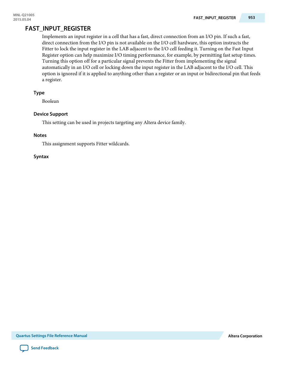 Fast_input_register | Altera Quartus II Settings File User Manual | Page 953 / 1344