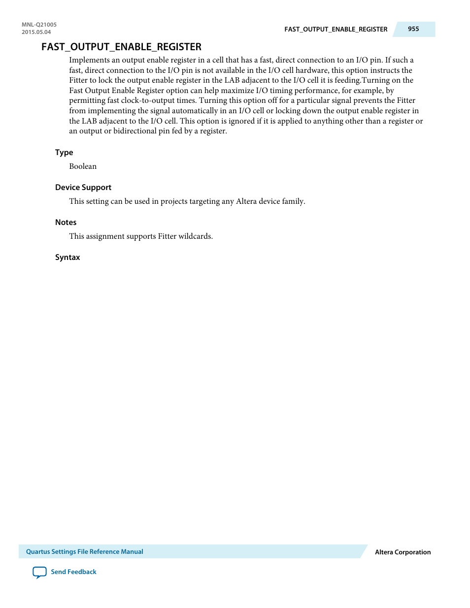 Fast_output_enable_register | Altera Quartus II Settings File User Manual | Page 955 / 1344