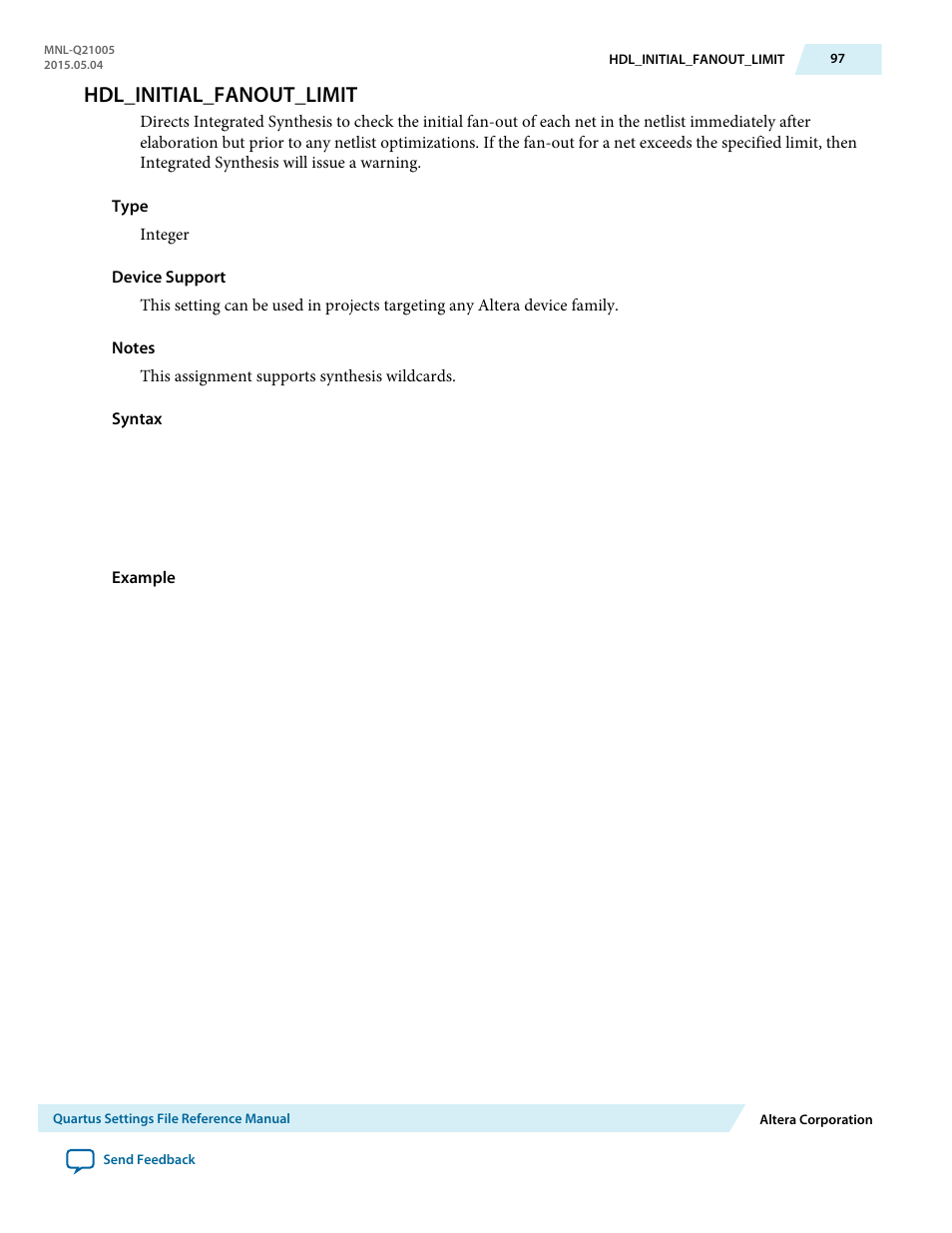 Hdl_initial_fanout_limit | Altera Quartus II Settings File User Manual | Page 97 / 1344