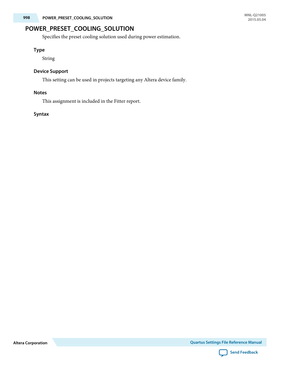 Power_preset_cooling_solution | Altera Quartus II Settings File User Manual | Page 998 / 1344