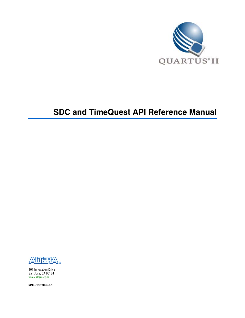 Altera SDC and TimeQuest API User Manual | 168 pages