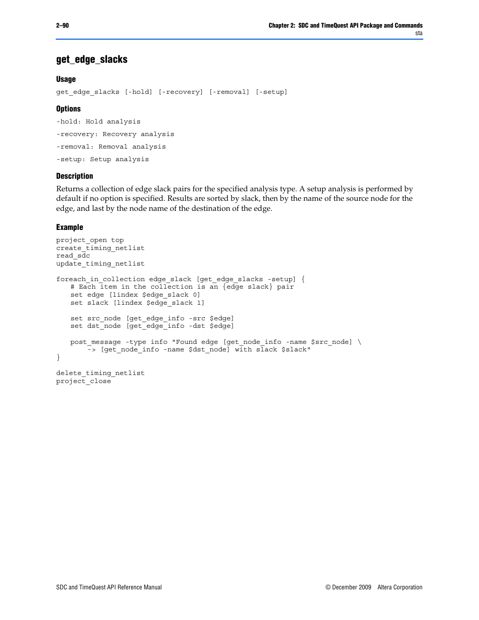 Get_edge_slacks, Get_edge_slacks –90 | Altera SDC and TimeQuest API User Manual | Page 100 / 168