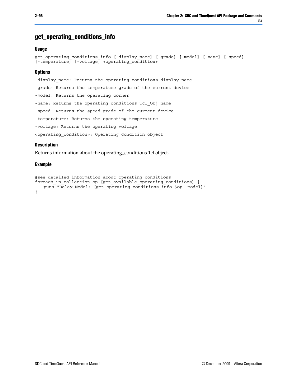 Get_operating_conditions_info, Get_operating_conditions_info –96 | Altera SDC and TimeQuest API User Manual | Page 106 / 168
