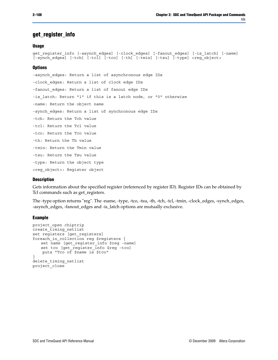Get_register_info, Get_register_info –108 | Altera SDC and TimeQuest API User Manual | Page 118 / 168