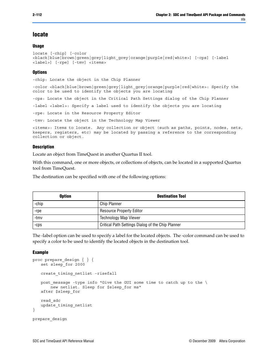Locate, Locate –112 | Altera SDC and TimeQuest API User Manual | Page 122 / 168