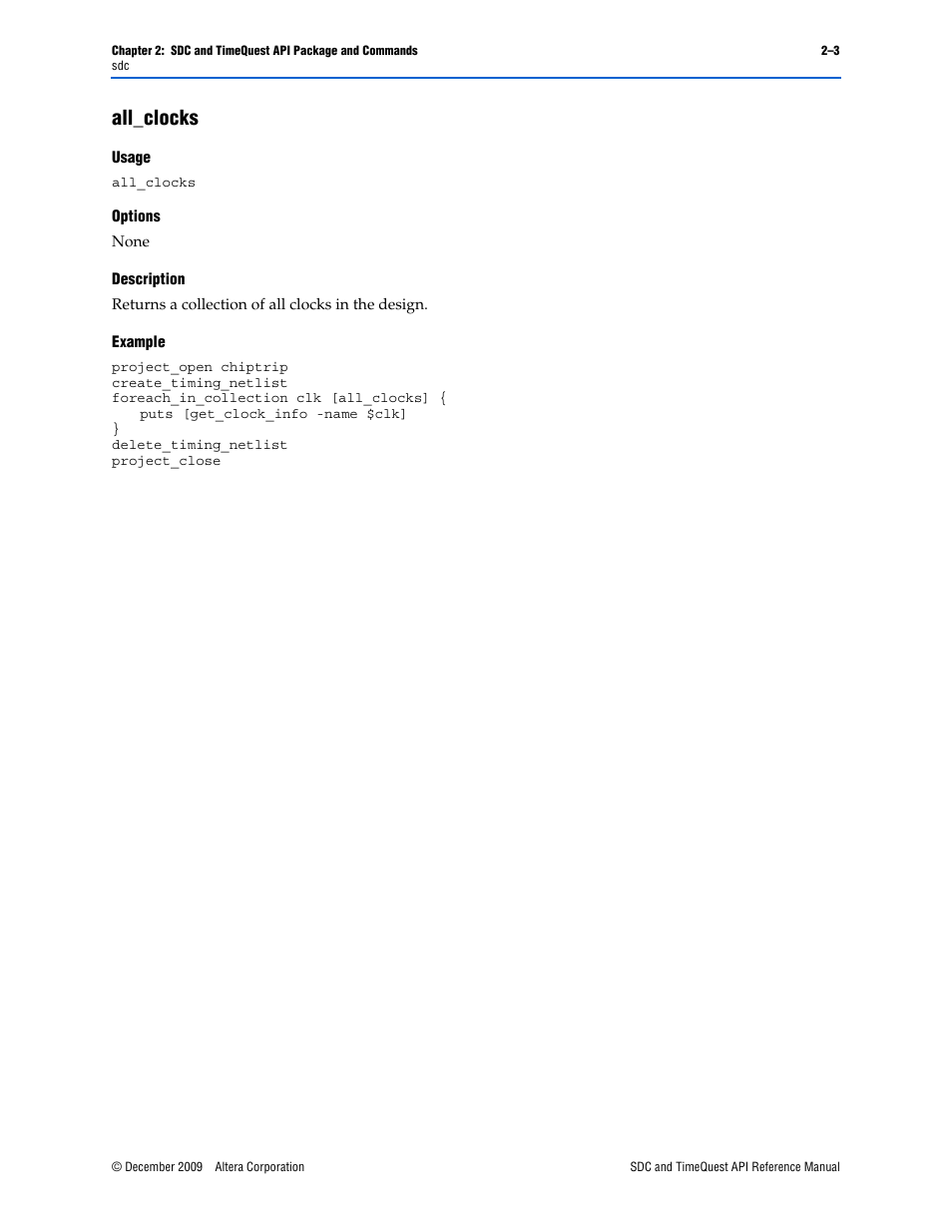 All_clocks, All_clocks –3 | Altera SDC and TimeQuest API User Manual | Page 13 / 168